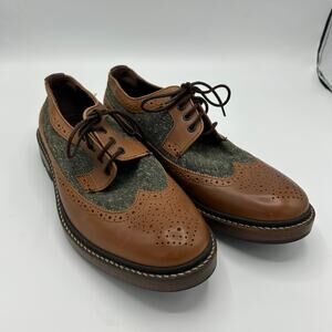 Ted Baker London Brogue Wingtip Shoes‎ Brown Leather & Wool Saddle Oxford Men 41